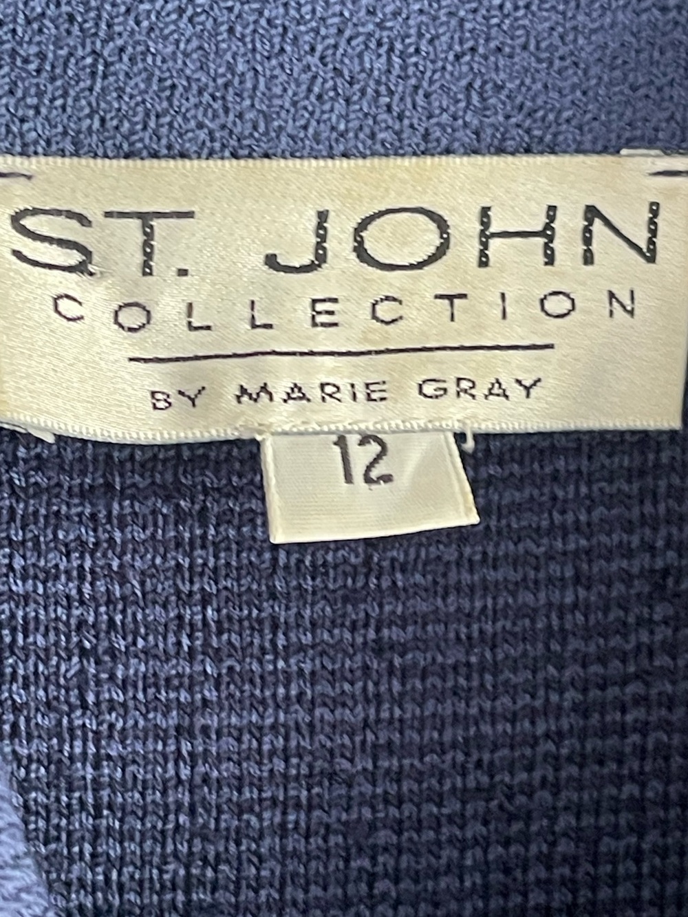 Vintage St John Collection Marie Gray Navy Knit Jacket Gold Hardware Sz 12 - Picture 5 of 5